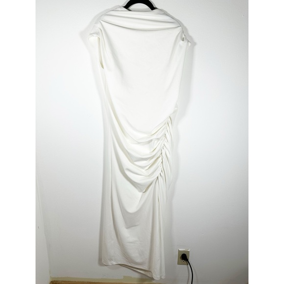 NWT Anthropologie The Maya Ruched Cowl Neck Dress White Size 1 X ** - Picture 2 of 13